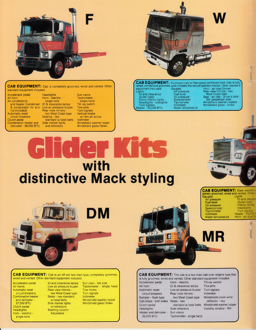 1980 Mack Glider Kit Brochure Antique & Classic Mack Info Antique