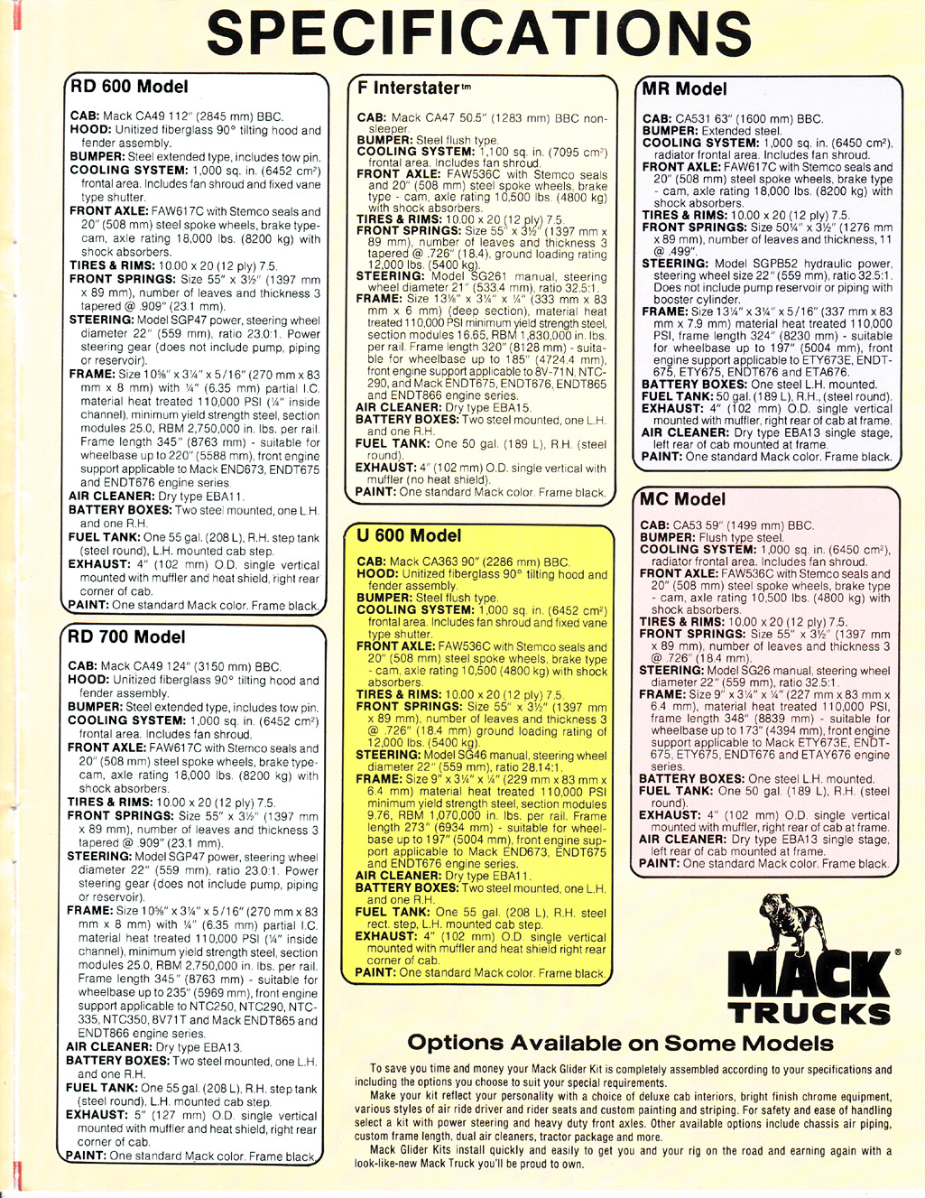 1980 Mack Glider Kit Brochure Antique & Classic Mack Info Antique