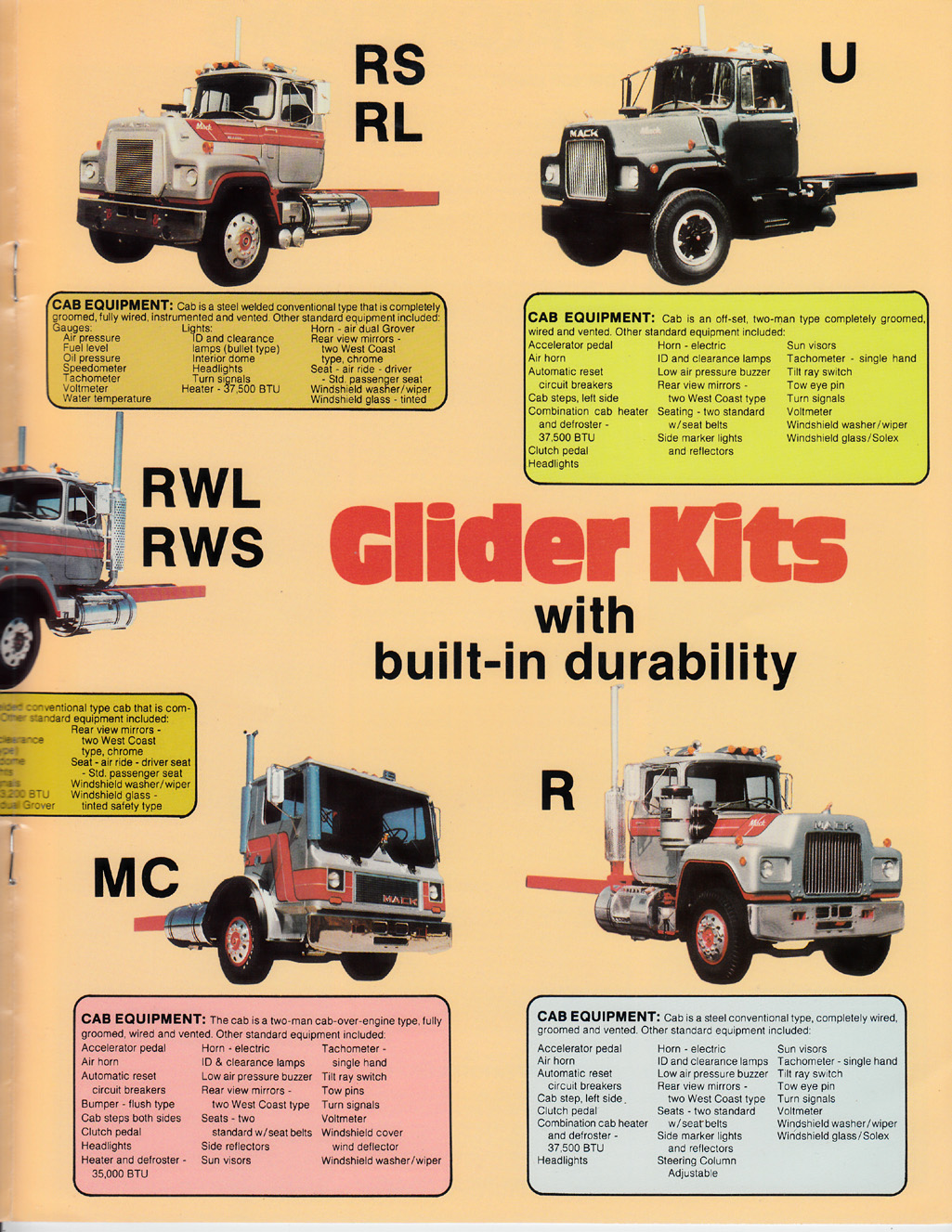 1980 Mack Glider Kit Brochure Antique & Classic Mack Info Antique