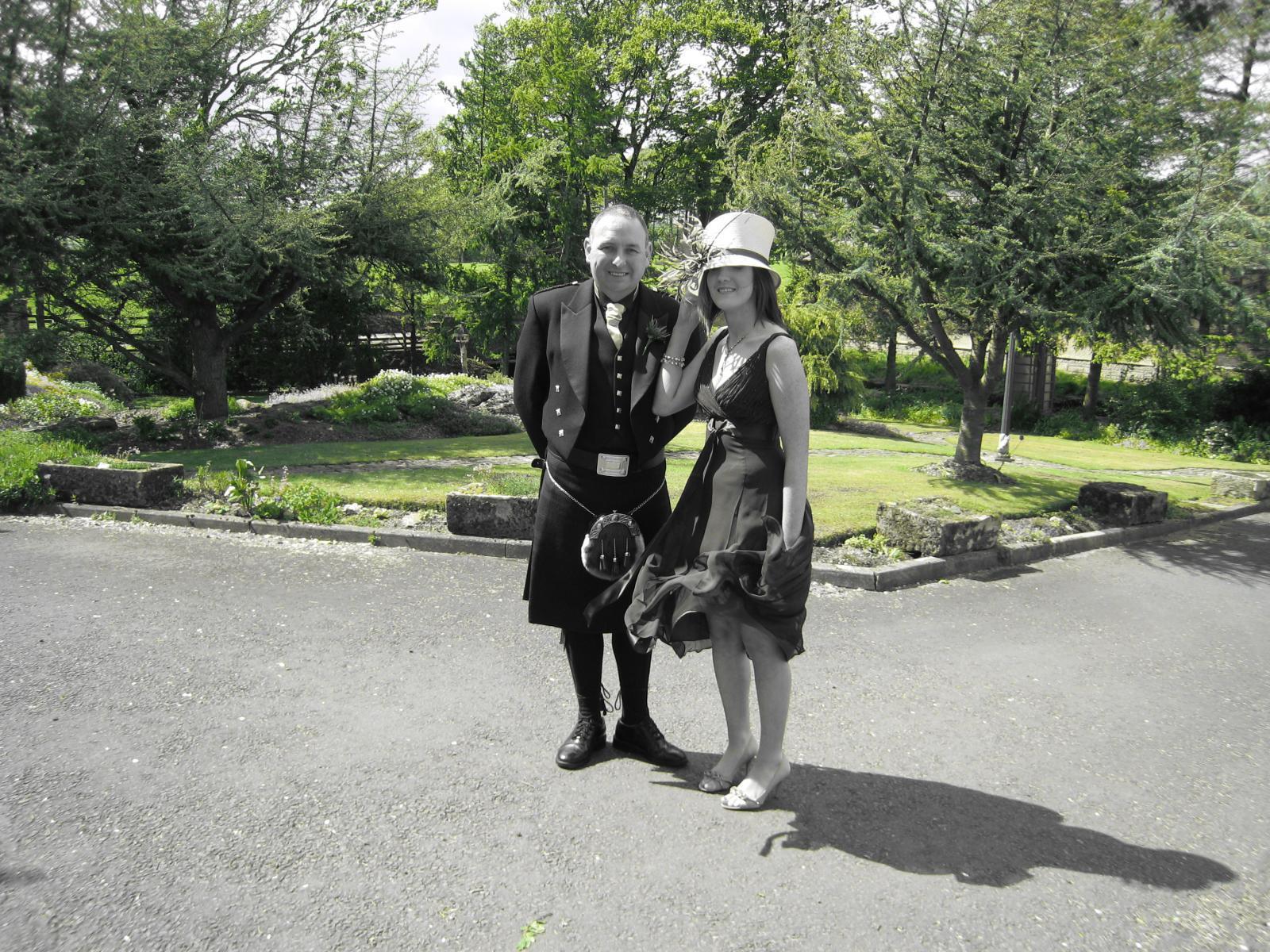 Me and Hubby going to a Scottish Wedding