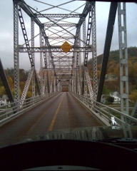 Crossing 1930's era bridge over Miss. into Lansing, Ia.