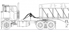 F model with covered wagon MS Paint line drawing