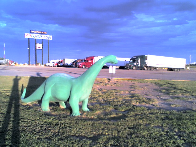 Fred the dinsoaur at the Lamar truck plaza