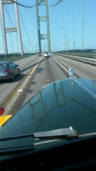 '59 B61 going across the Tacoma Narrows bridge.