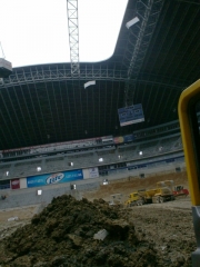 Came onto field thru old players tunnel.