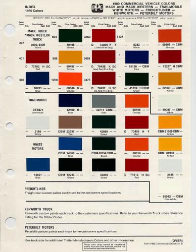 Mack Truck Color Chart